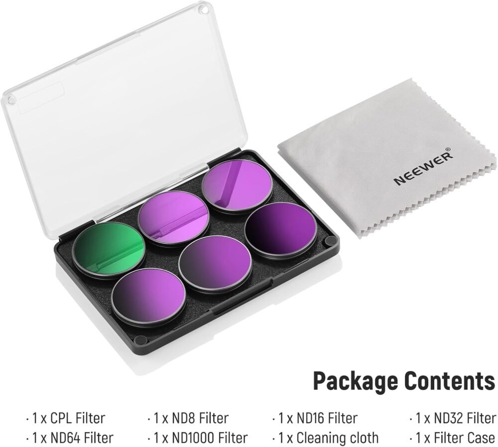 NEEWER ND Filter Set Compatible with DJI Osmo Action 3/4/5 Pro, 6 Pack ND8+ND16+ND32+ND64+ND1000+CPL Neutral Density Polarizing Action Camera Accessories, Multicoated HD Optical Glass, FL-A78 - Image 9