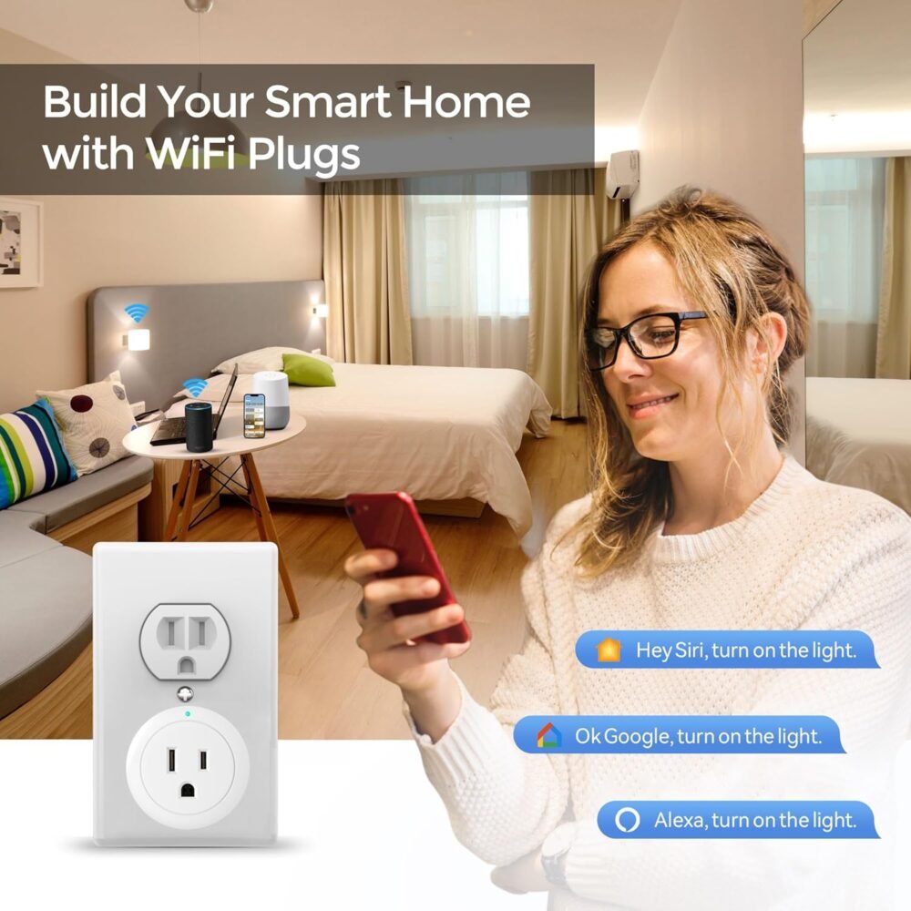 Amysen Matter Smart Plug,Smart Plugs Compatible with Alexa, Apple Home, Siri, Google Home, SmartThings, Smart Outlet 10A/1250W Max, Matter Smart Home , APP Remote Control, 2.4G Wi-Fi Only, 4Pack - Image 5