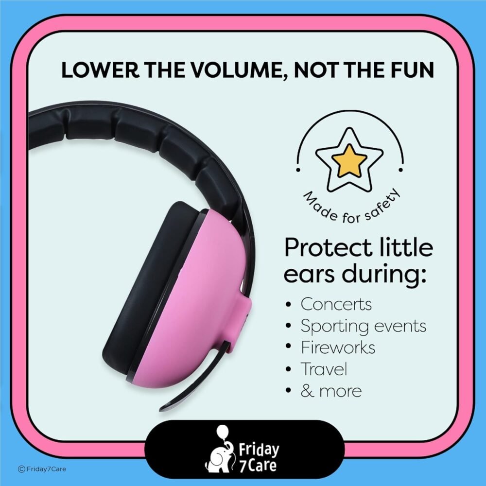 Baby Ear Protection Noise Cancelling Headphones for Ages 0-24 Months, Pink - Image 3