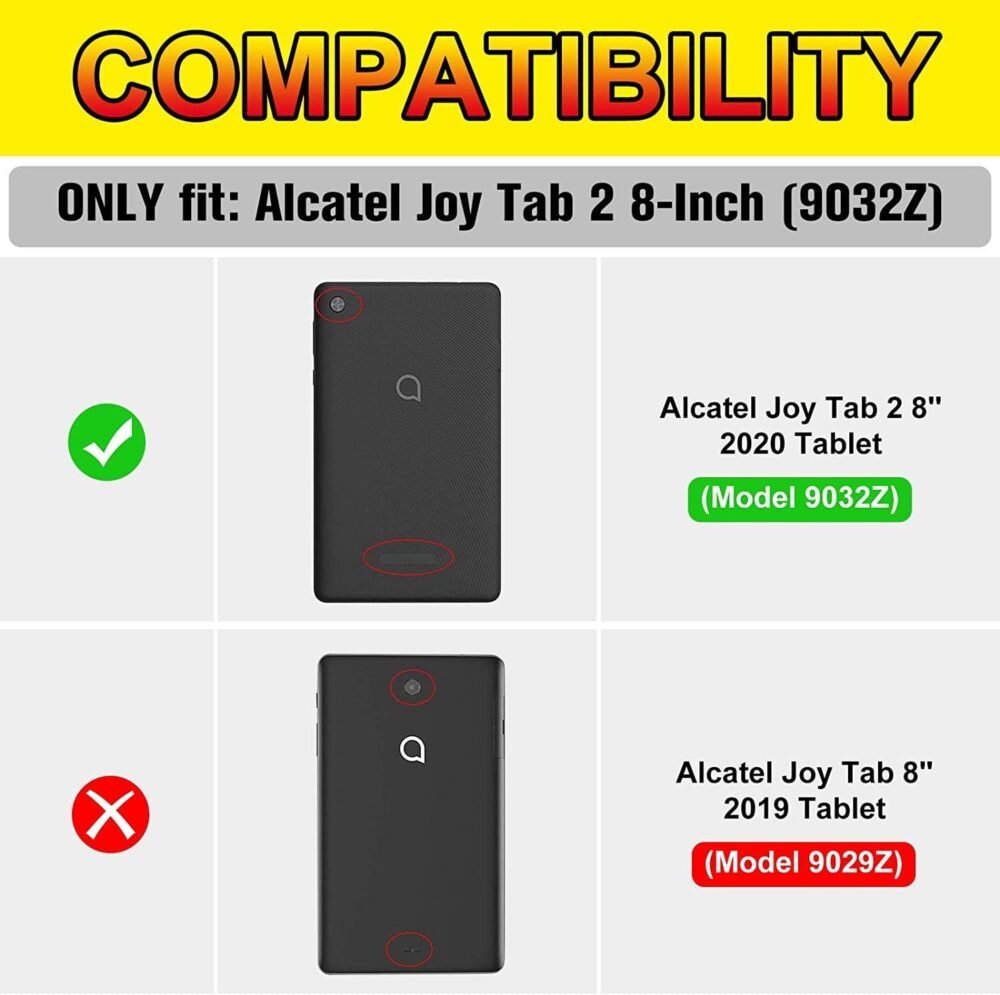 BMOUO Kids Case for Alcatel Joy Tab 2 8 inch 2020, Alcatel Joy Tab 2 Case, Shockproof Kids Friendly Convertible Handle Stand Case for Metroby t-Mobile Alcatel Joy Tab 2 8" Tablet Model: 9032Z - Black - Image 3