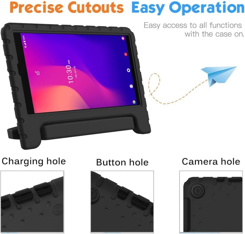 BMOUO Kids Case for Alcatel Joy Tab 2 8 inch 2020, Alcatel Joy Tab 2 Case, Shockproof Kids Friendly Convertible Handle Stand Case for Metroby t-Mobile Alcatel Joy Tab 2 8" Tablet Model: 9032Z - Black - Image 7