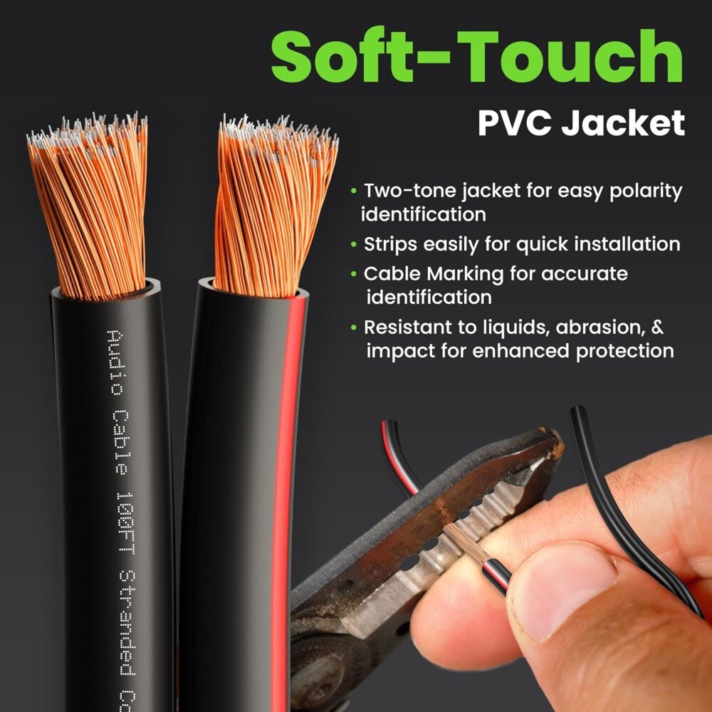12AWG Speaker Wire, GearIT Pro Series 12 AWG Gauge Speaker Wire Cable (50 Feet / 15.24 Meters) Great Use for Home Theater Speakers and Car Speakers Black - Image 3