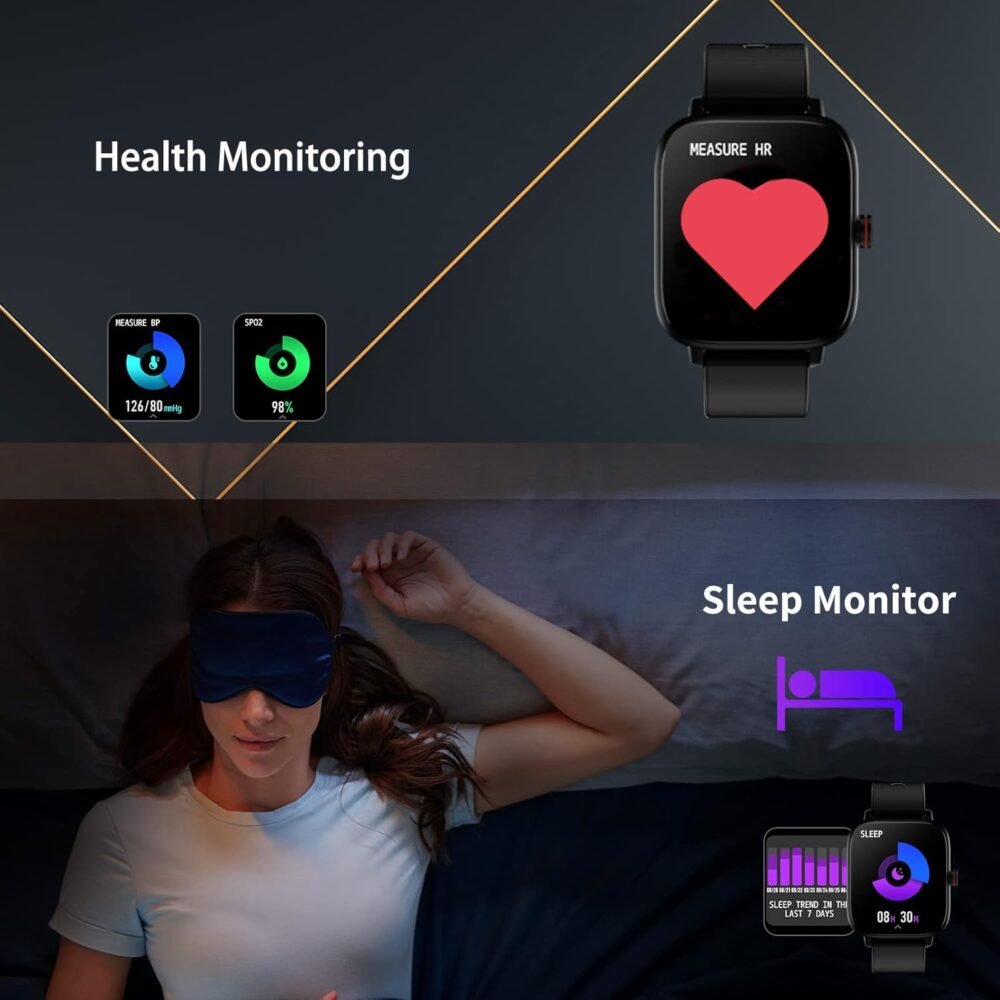 Smart Watch,Watches for Men Women Answer/Make Call，Fitness Tracker Activity with Calorie Step Counter，Smartwatch 1.7" Full Touch Compatible Android & iOS(Black) - Image 3