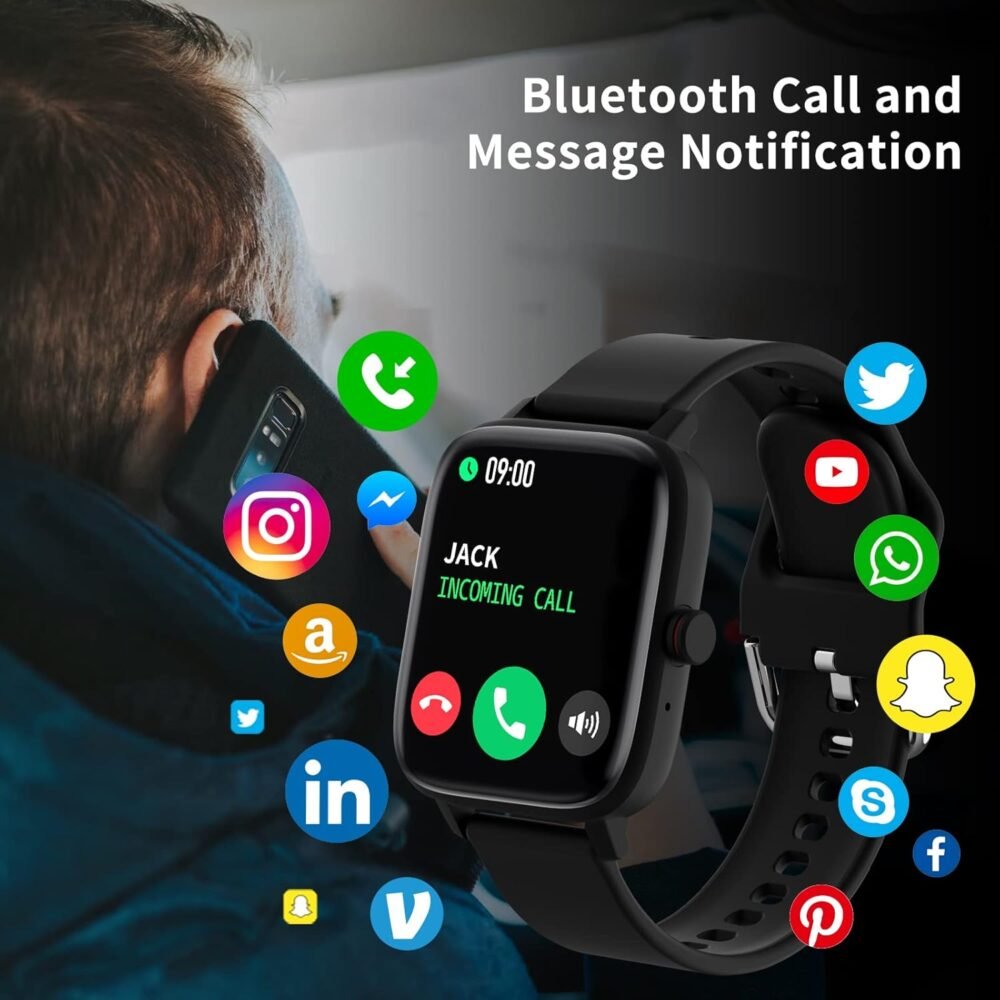 Smart Watch,Watches for Men Women Answer/Make Call，Fitness Tracker Activity with Calorie Step Counter，Smartwatch 1.7" Full Touch Compatible Android & iOS(Black) - Image 4