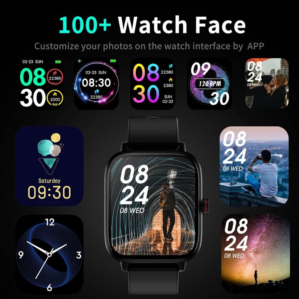 Smart Watch,Watches for Men Women Answer/Make Call，Fitness Tracker Activity with Calorie Step Counter，Smartwatch 1.7" Full Touch Compatible Android & iOS(Black) - Image 5