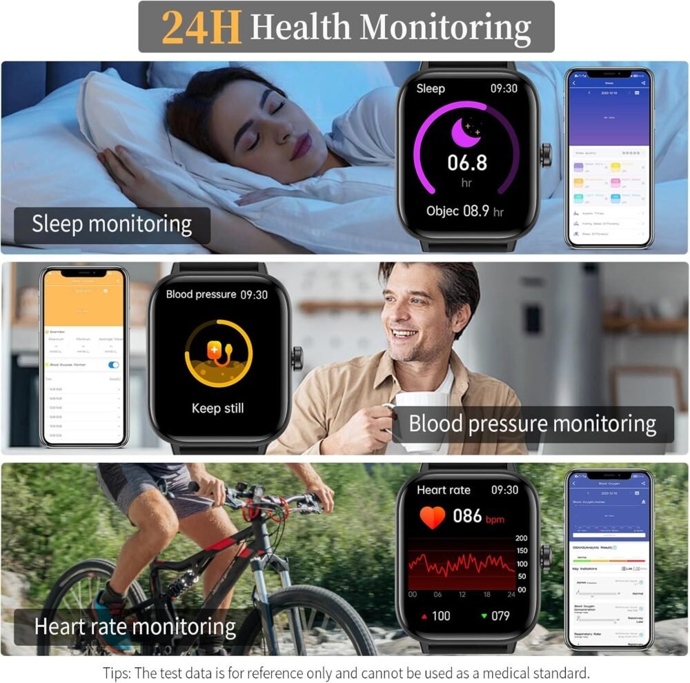 Smart Watch for Men Women (Answer/Make Calls), 1.83" Smartwatch with Heart Rate SpO2 Sleep Monitor, IP67 Waterproof, Fitness Activity Tracker, Smartwatches for iOS & Android Phones - Image 5