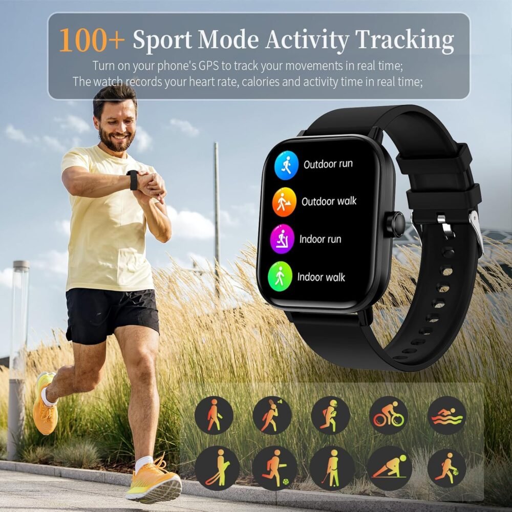 Smart Watch for Men Women (Answer/Make Calls), 1.83" Smartwatch with Heart Rate SpO2 Sleep Monitor, IP67 Waterproof, Fitness Activity Tracker, Smartwatches for iOS & Android Phones - Image 6