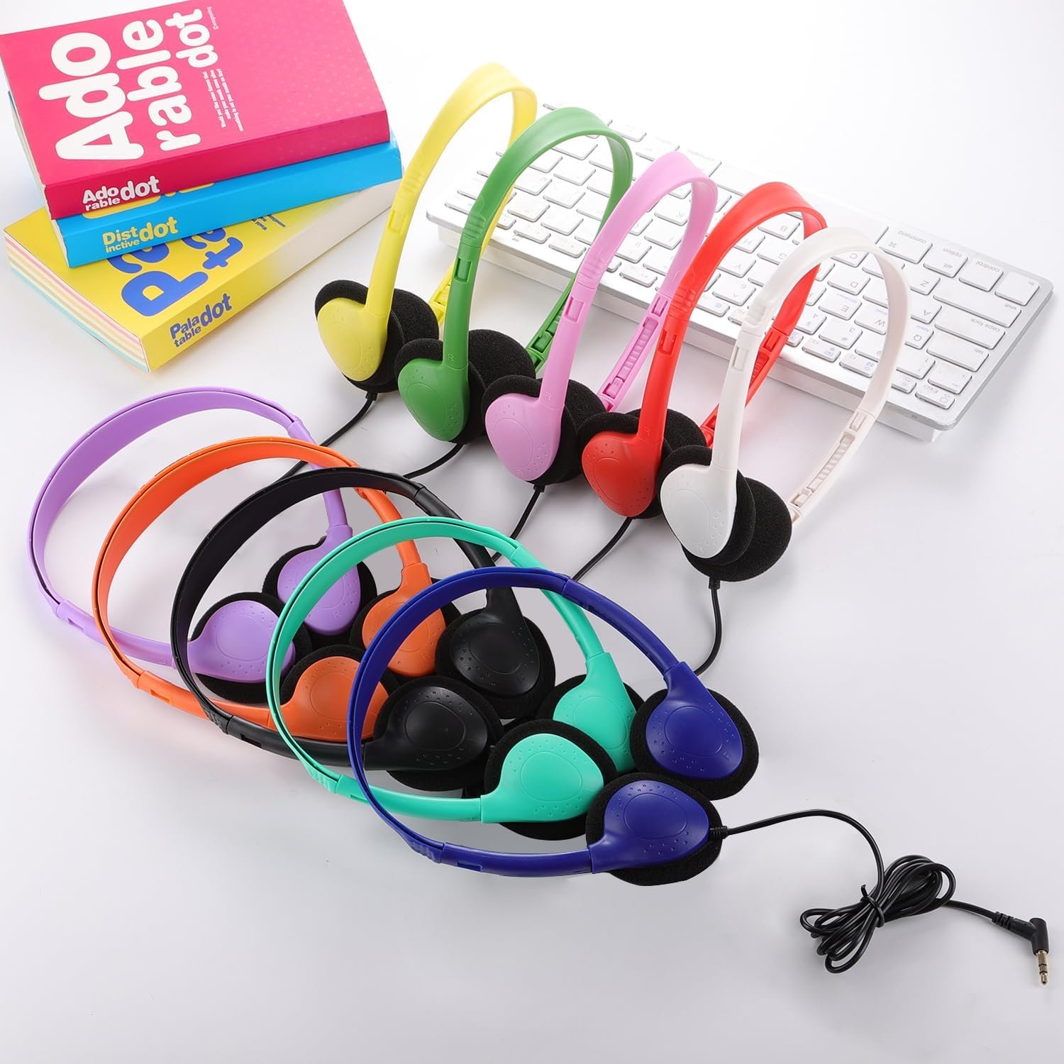20 Pack Bulk Classroom Headphones for Students Kids School, Wholesale Headphones Class Set with 3.5mm Jack for Chromebook Laptop PC Computer(10 Mixed Colors) - Image 7