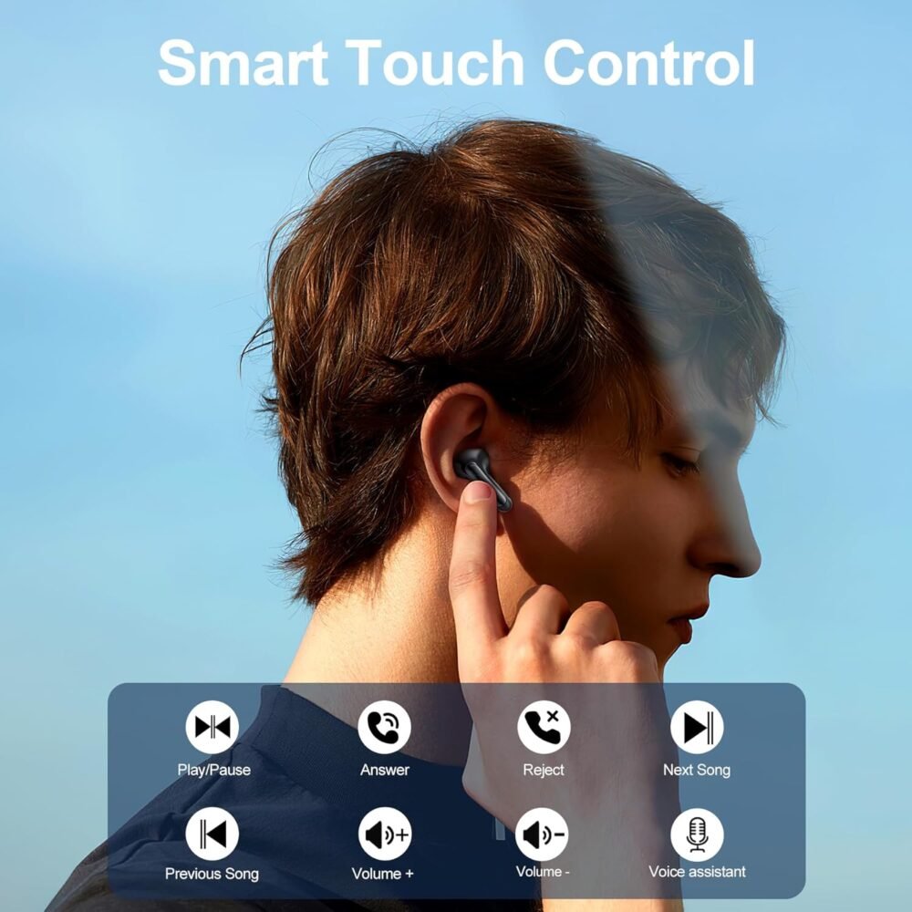 Wireless Earbuds, Bluetooth Earphones 5.3 with 4 ENC Noise Cancelling Mic, Blackview Headphones with HiFi Stereo Deep Bass, LED Display, 56H Playtime, IPX7 Waterproof, for Android iOS Laptop, Black - Image 8