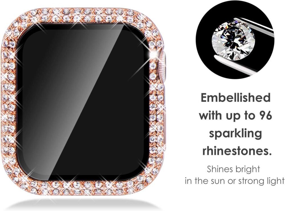 NewWays 2-Pack Bling Compatible for Apple Watch Cases 42mm Series 3 2 1, Protective Bumper for iWatch Series 1/2/3 (42mm, Rose Gold/Clear) - Image 3
