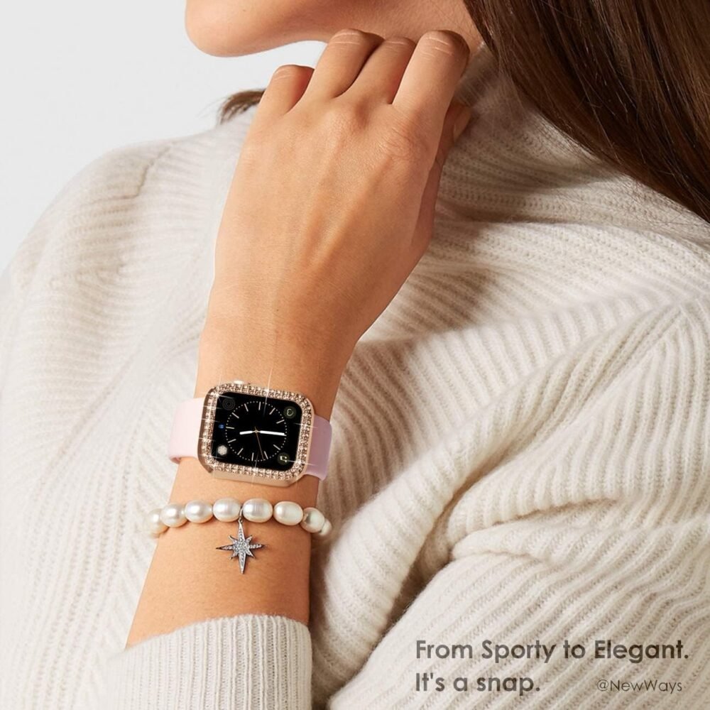 NewWays 2-Pack Bling Compatible for Apple Watch Cases 42mm Series 3 2 1, Protective Bumper for iWatch Series 1/2/3 (42mm, Rose Gold/Clear) - Image 7