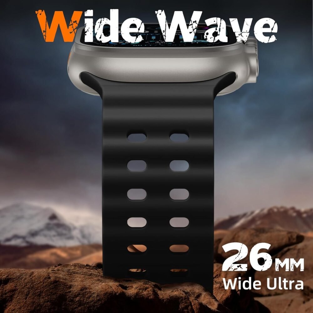 Odbeai Ocean Sport band Compatible with Apple Watch Ultra 2/Ultra Band for Men 49mm 46mm 45mm 44mm 42mm,Soft Silicone Breathable Waterproof Outdoors for iWatch Series 10 9 8-1 SE Black Men Women - Image 10