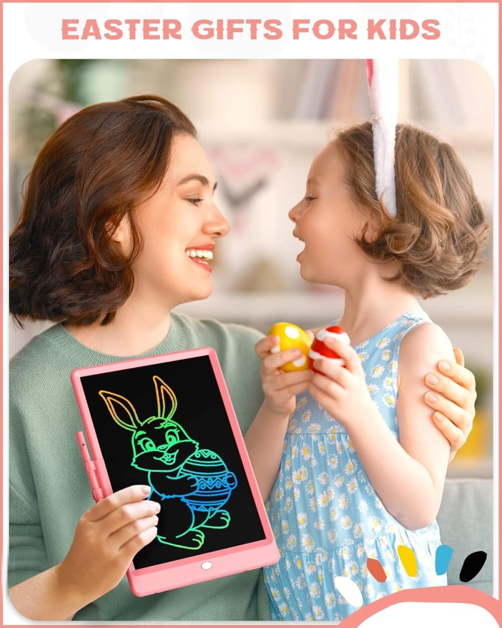 Bravokids 10 Inch LCD Writing Tablet for 3-8 Year Olds - Electronic Drawing Pad and Doodle Board as Educational Birthday Gifts for Girls and Boys (Pink) - Image 8