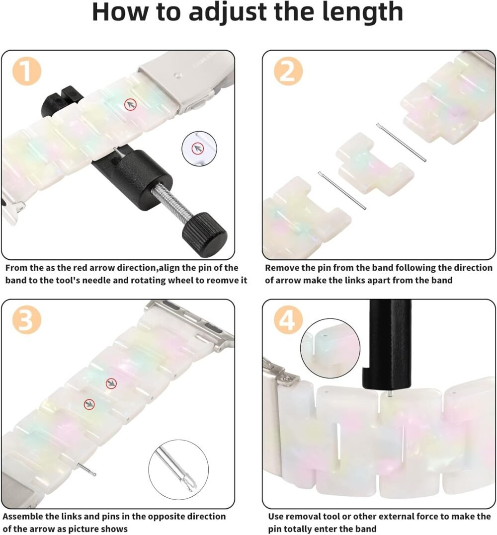 GEAK Resin Band Compatible with Fancy Apple Watch Bands for Women 40mm 38mm 41mm 42mm,Stylish Replacement Bracelet with Starlight Buckle for iWatch Bands Women Series 10/9/8/7/6/5/4/3/2/1/SE Colorful - Image 8