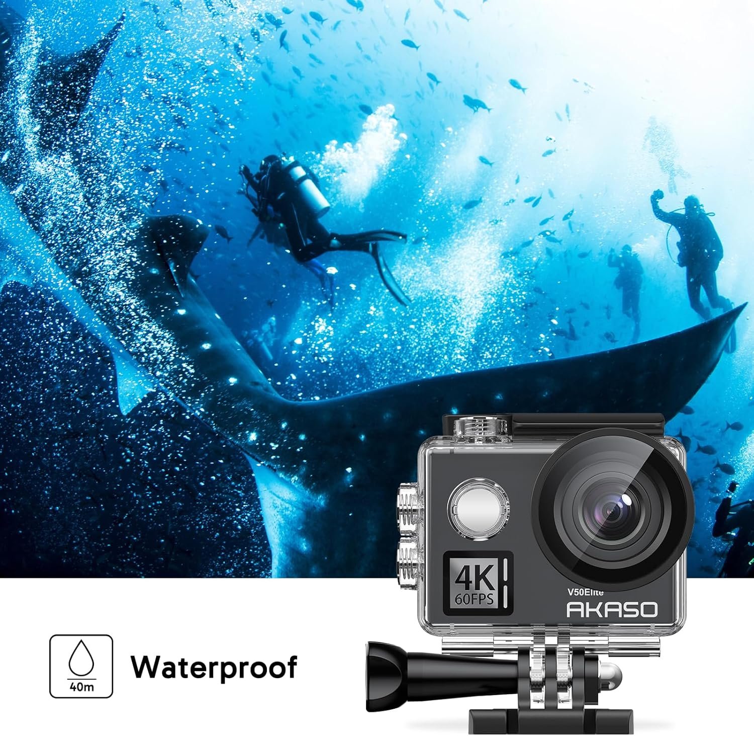 AKASO V50 Elite 4K60fps Touch Screen WiFi Action Camera Voice Control EIS 131 feet Waterproof Camera 8X Zoom Remote Control - Image 6