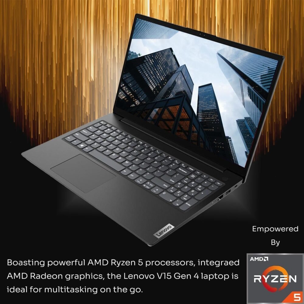 Lenovo V15 Gen 4 Business Laptop, 15.6" FHD Screen, AMD Ryzen 5 5500U, 12GB RAM, 512GB SSD, Webcam, RJ-45, Wi-Fi, Windows 11 Pro, Black, Additional 1 Yr ADP - Image 4
