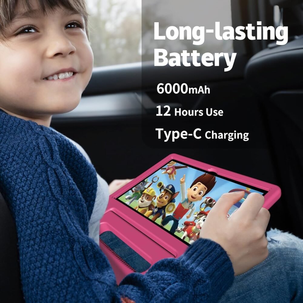 Kids Tablet, 10.1 Inch Tablet for Kids Android 14, 64GB Octa-Core, WiFi, Big Battery, Google Kids Space, Parental Control 1280 * 800 HD Display Children Tablets Pink - Image 7