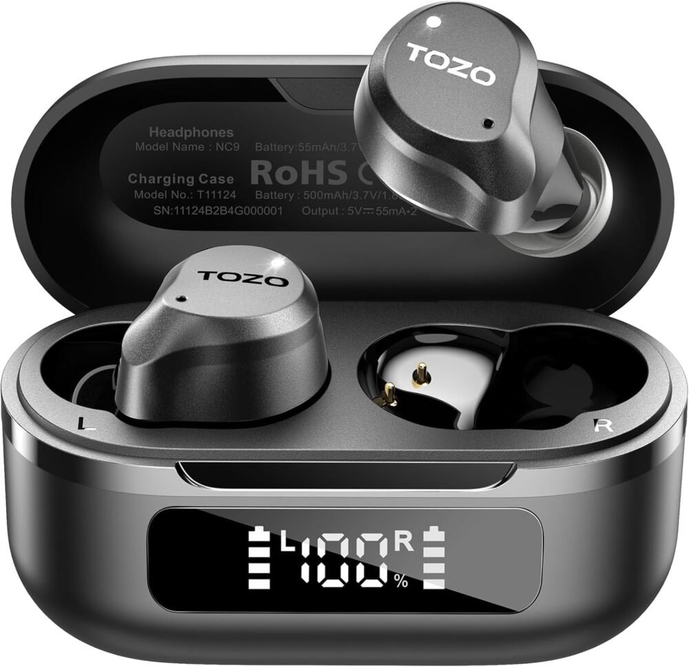 TOZO Hybrid Active Noise Cancelling Wireless Earbuds, 6 Mics ENC Clear Call, IPX8 Waterproof, in Ear Bluetooth 5.3 Headphones Stereo Bass Ear Buds 59H Playtime with LED Display 32 EQs via APP - Image 2