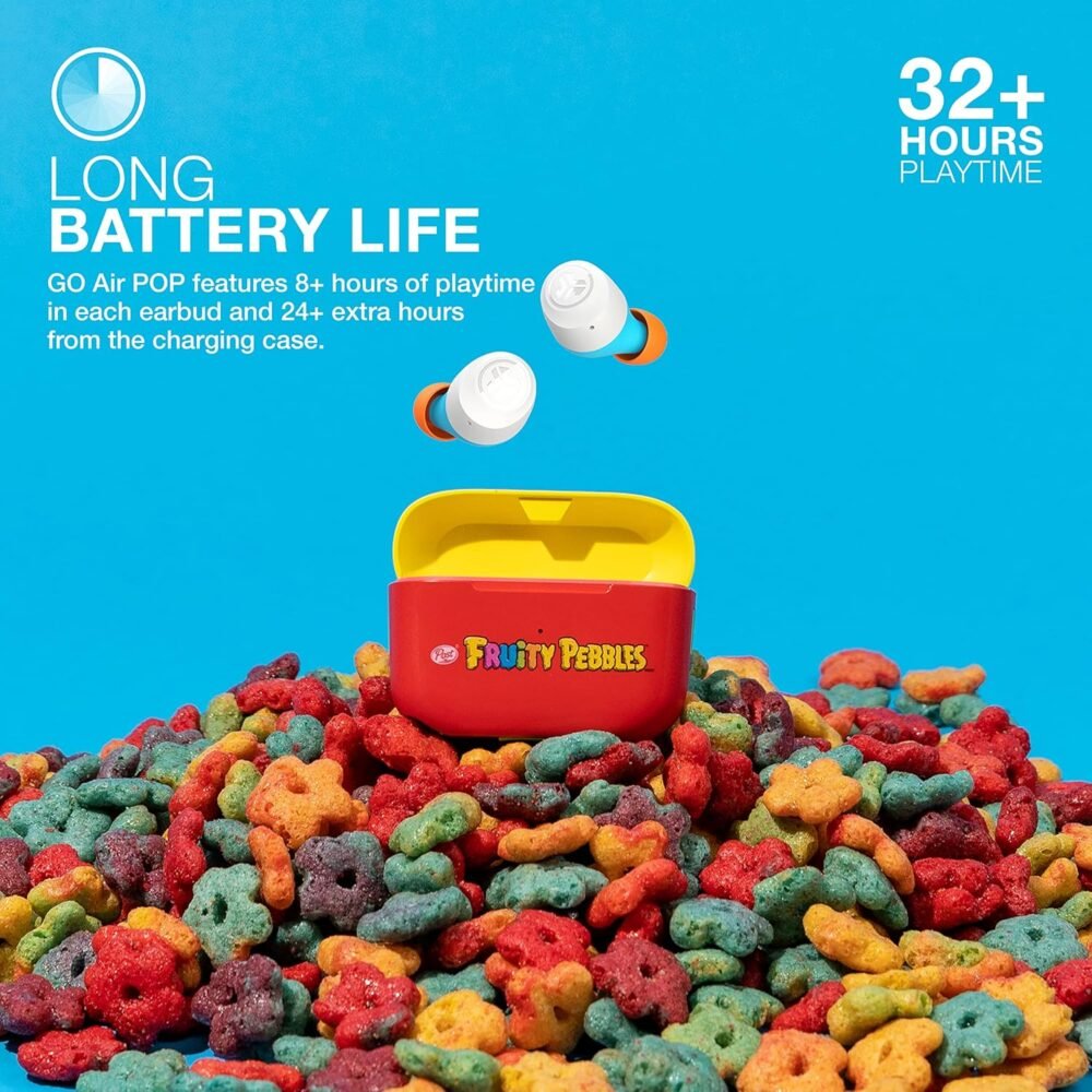 JLab Go Air Pop True Wireless Bluetooth Earbuds & Charging Case, Fruity Pebbles, Dual Connect, IPX4 Sweat Resistance, Bluetooth 5 Connection, 3 EQ Sound Settings Signature, Balanced, Bass Boost - Image 4