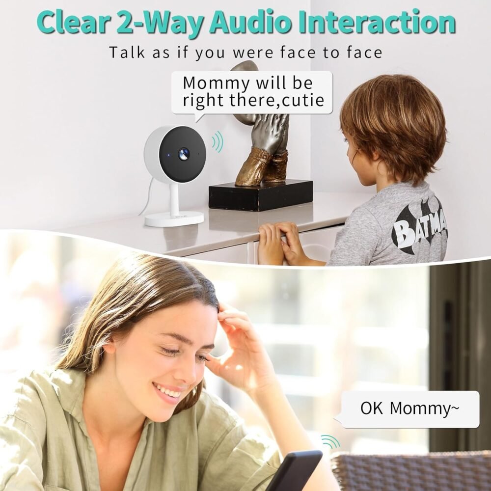 Alaga 2K Indoor Security Camera, Baby Monitor, Dog Monitor, AI Motion Detection, 2-Way Audio, Night Vision, Indoor Camera with Phone App, Compatible with Alexa & Google Assiatant - Image 5