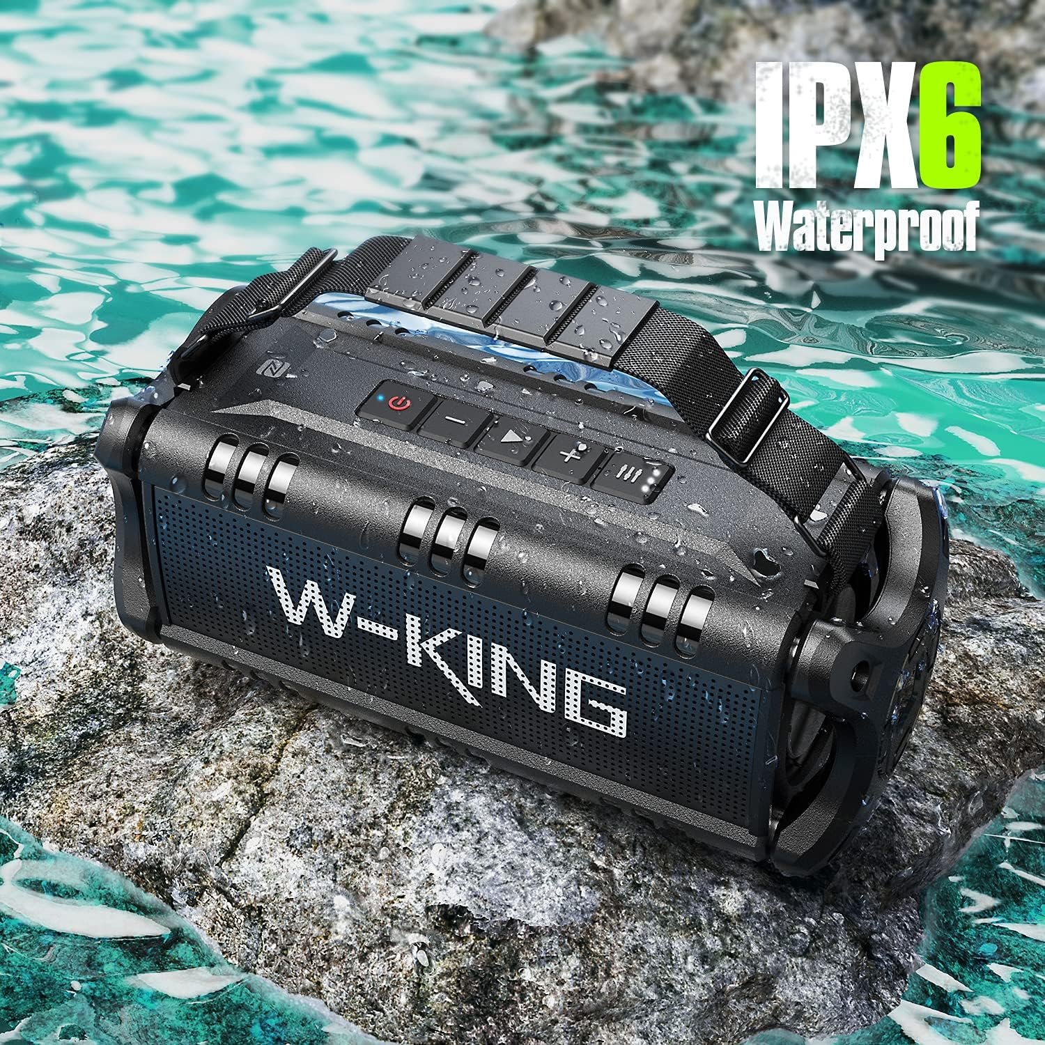 W-KING Bluetooth Speaker, 90W Max Loud Portable Speakers Bluetooth Wireless, IPX6 Waterproof Outdoor Speaker with 50W Deep Bass/2 Powerful Subwoofer/40H/Power Bank/EQ/TF/AUX/NFC for Pool/Party/Travel - Image 4