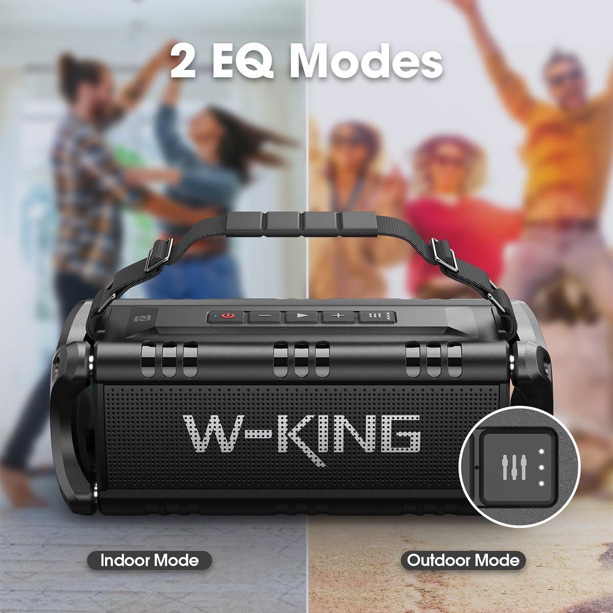 W-KING Bluetooth Speaker, 90W Max Loud Portable Speakers Bluetooth Wireless, IPX6 Waterproof Outdoor Speaker with 50W Deep Bass/2 Powerful Subwoofer/40H/Power Bank/EQ/TF/AUX/NFC for Pool/Party/Travel - Image 6