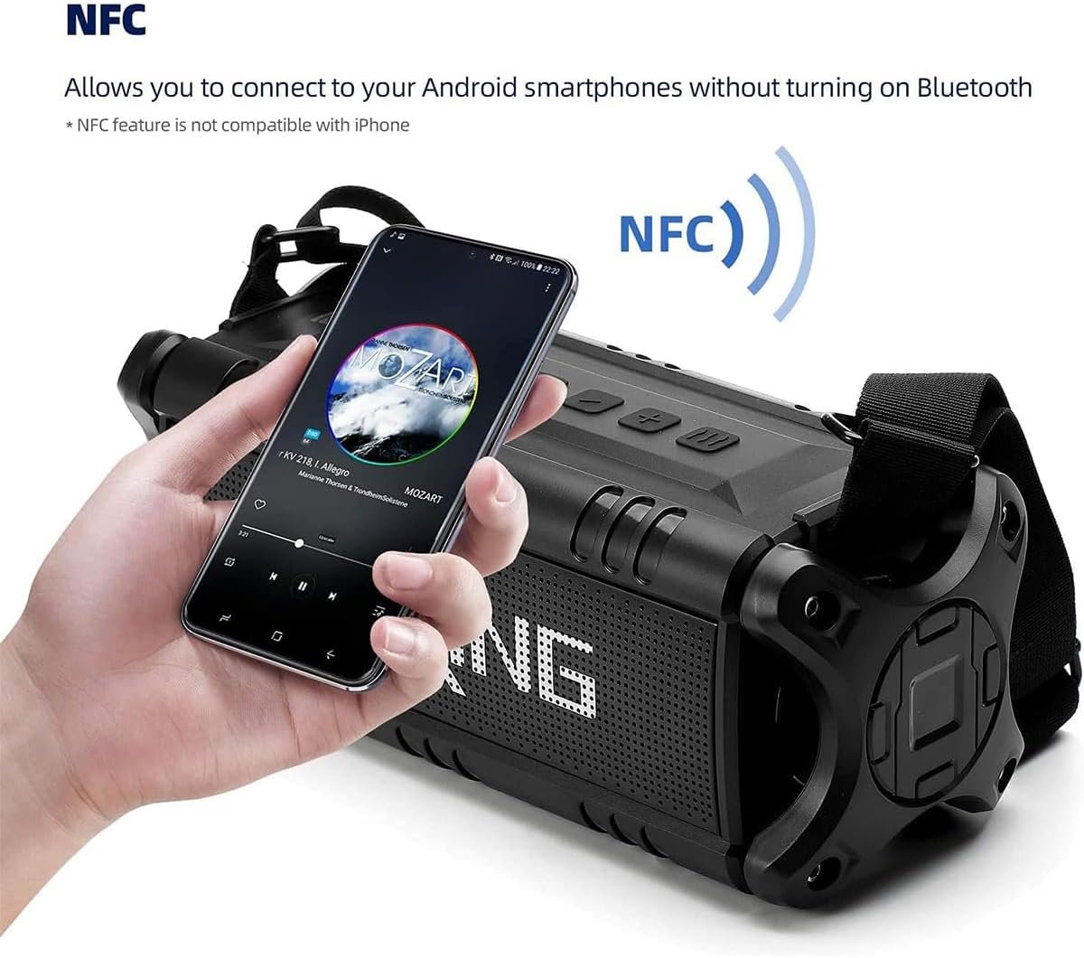 W-KING Bluetooth Speaker, 90W Max Loud Portable Speakers Bluetooth Wireless, IPX6 Waterproof Outdoor Speaker with 50W Deep Bass/2 Powerful Subwoofer/40H/Power Bank/EQ/TF/AUX/NFC for Pool/Party/Travel - Image 9