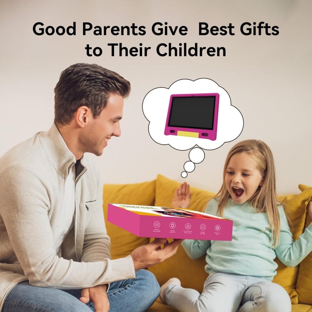 Kids Tablet 10 inch, Tablets for Kids Ages 3-7 with EVA Case, 32GB Storage(TF Expand 512GB), Pre-Installed Google Kids Space, Family Link, Child Education Contents, 5000mAh Battery - Pink - Image 9