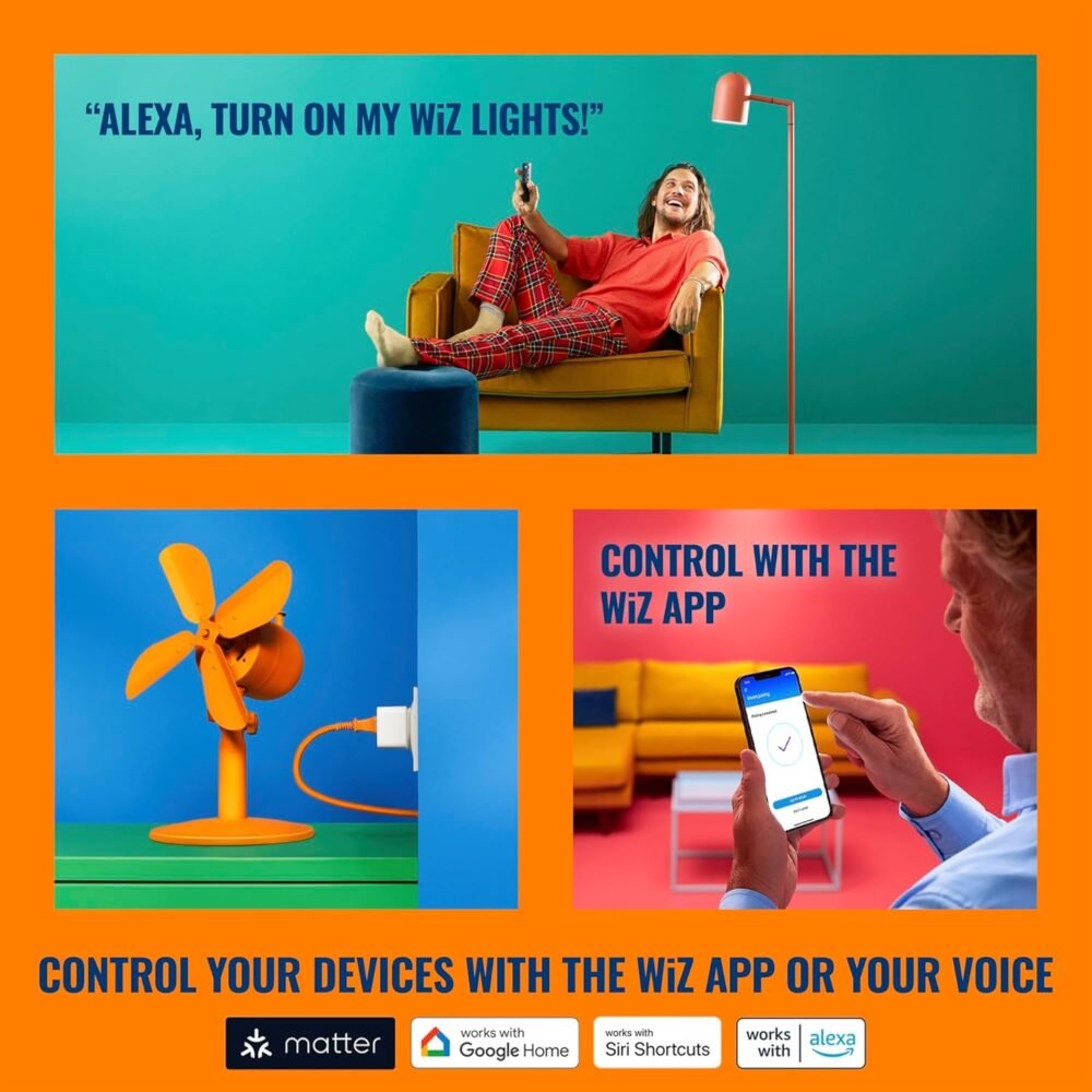 WiZ Smart Plug ñ Gen 3- Pack of 3, Wi-Fi Connected Wireless Home Automation, Voice / App Control, Works with Google Home, Amazon Alexa, and Apple HomeKit - Image 5
