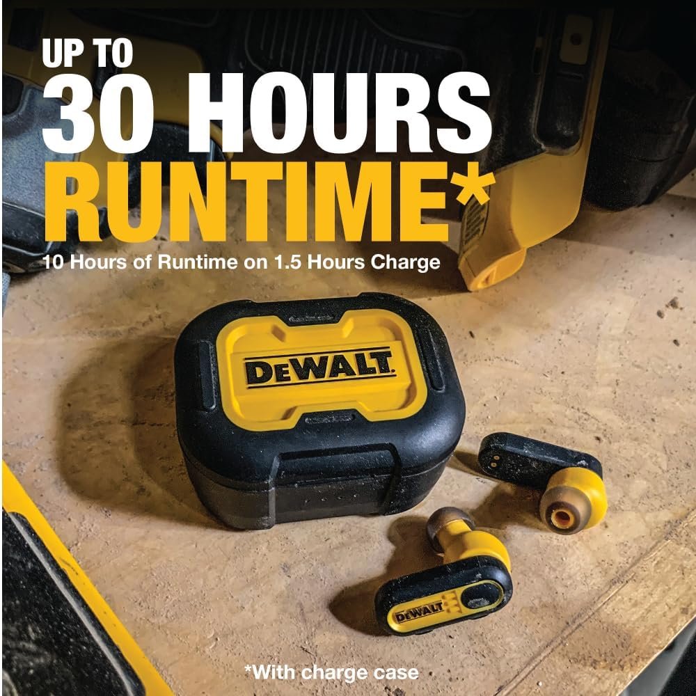 DEWALT True Wireless Bluetooth Earbuds — TWS Bluetooth Headphones — Wireless Earbuds with Type C Charging Case — Waterproof Wire Less Earphones — Jobsite Pro-X1 Premium Sound for Outdoor Work - Image 4