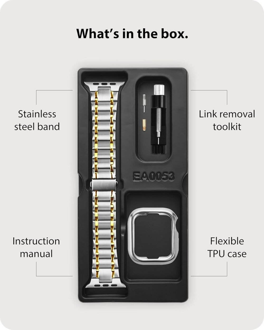 Fullmosa Bands Compatible Apple Watch 45mm 44mm 42mm, Stainless Steel iWatch Band with Case for Apple Watch Series 9 8 7 6 5 4 3 2 1 SE, Silver and Gold - Image 8