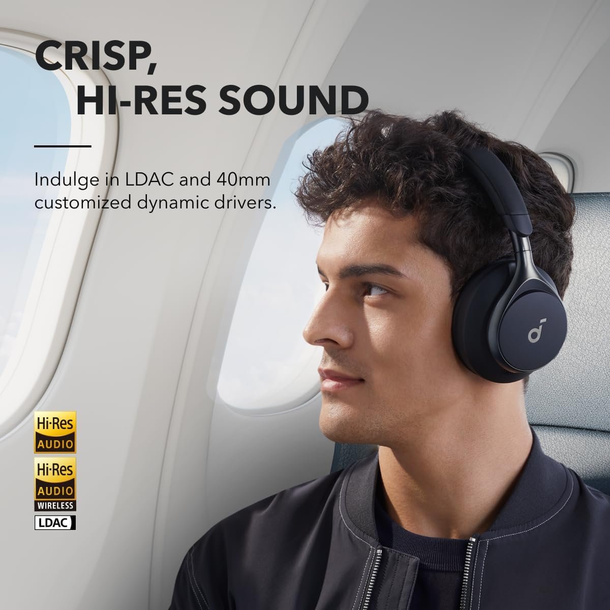 Soundcore by Anker, Space One, Active Noise Cancelling Headphones, 2X Stronger Voice Reduction, 40H ANC Playtime, App Control, LDAC Hi-Res Wireless Audio, Comfortable Fit, Clear Calls, Bluetooth 5.3 - Image 5