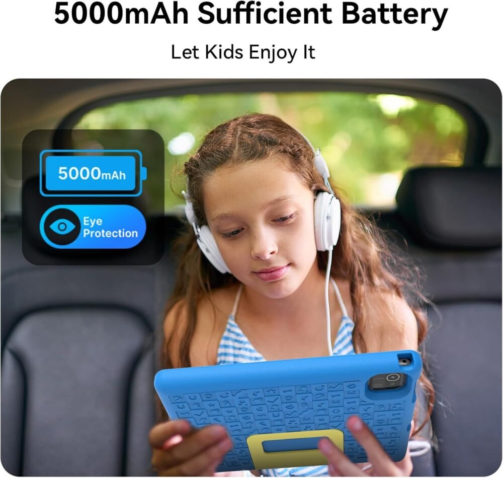 Kids Tablet 10 inch, Tablets for Kids Ages 3-7 with EVA Case, 32GB Storage(TF Expand 512GB), Pre-Installed Google Kids Space, Family Link, Child Education Contents, 5000mAh Battery - Blue - Image 5