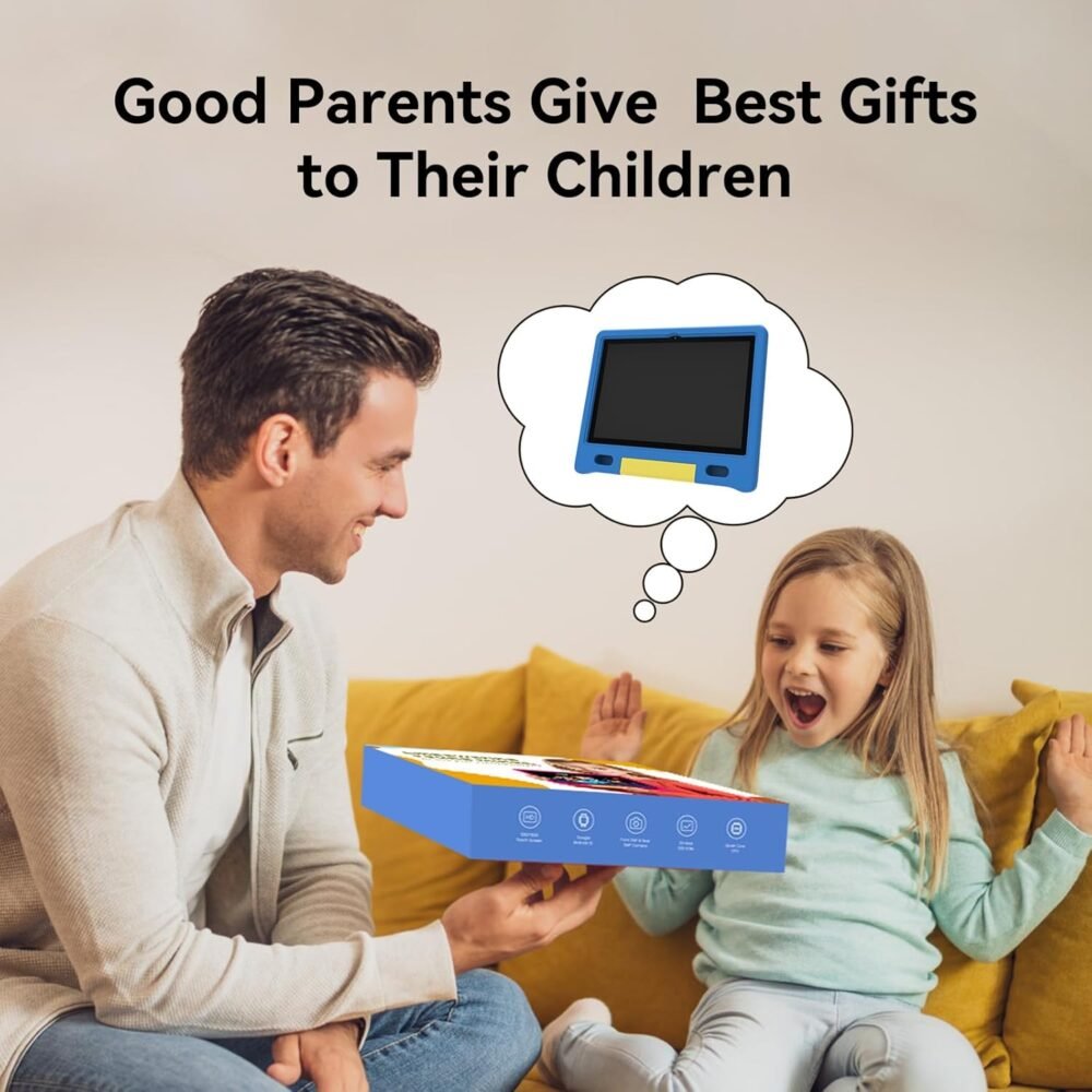 Kids Tablet 10 inch, Tablets for Kids Ages 3-7 with EVA Case, 32GB Storage(TF Expand 512GB), Pre-Installed Google Kids Space, Family Link, Child Education Contents, 5000mAh Battery - Blue - Image 9