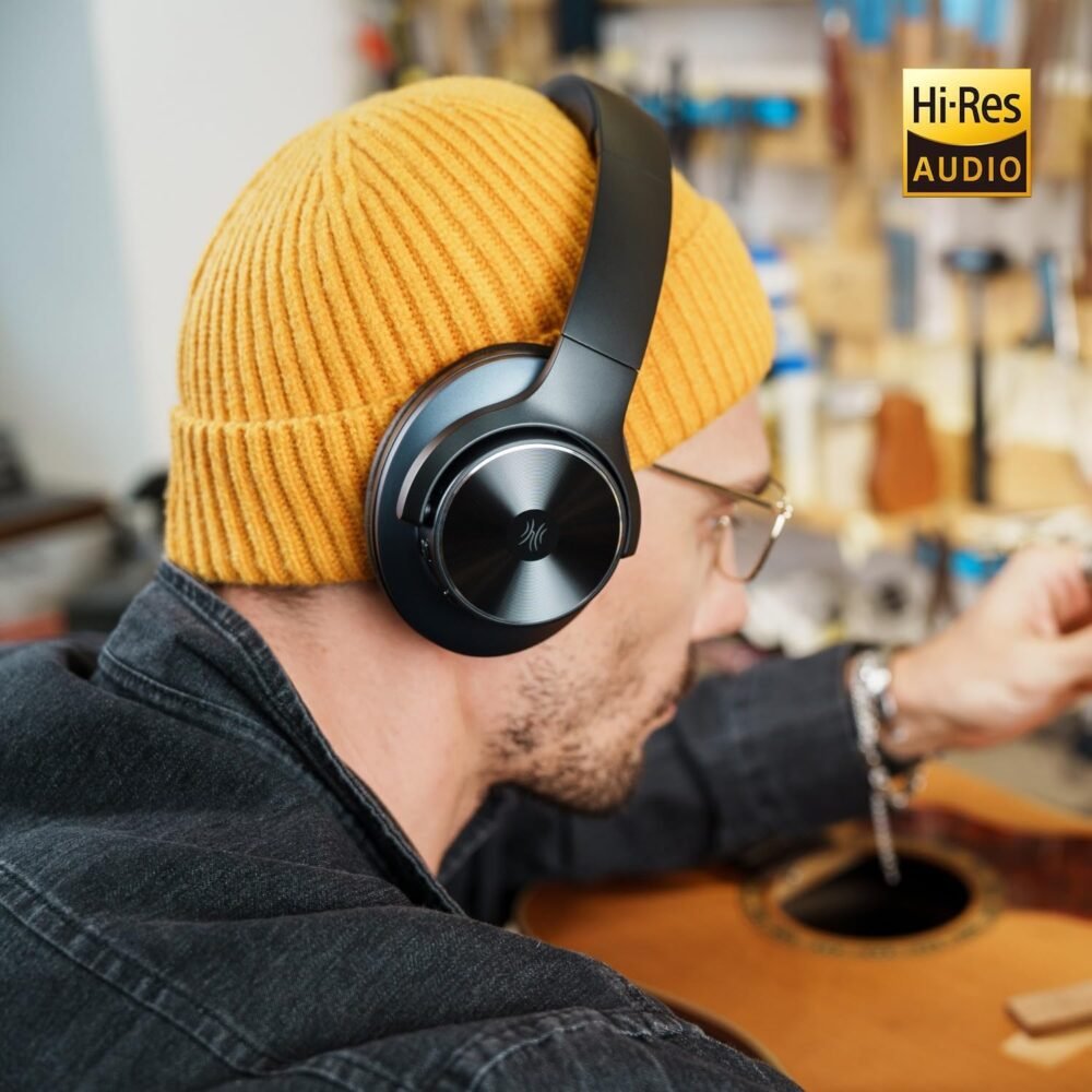 OneOdio A10 Hybrid Active Noise Cancelling Headphones, Wireless Over Ear Bluetooth Headphones, Hi-Res Audio Sound, 50H Long Playtime, Deep Bass, Wireless & Wired 2-in-1, Ideal for Travel Gym Workout - Image 6