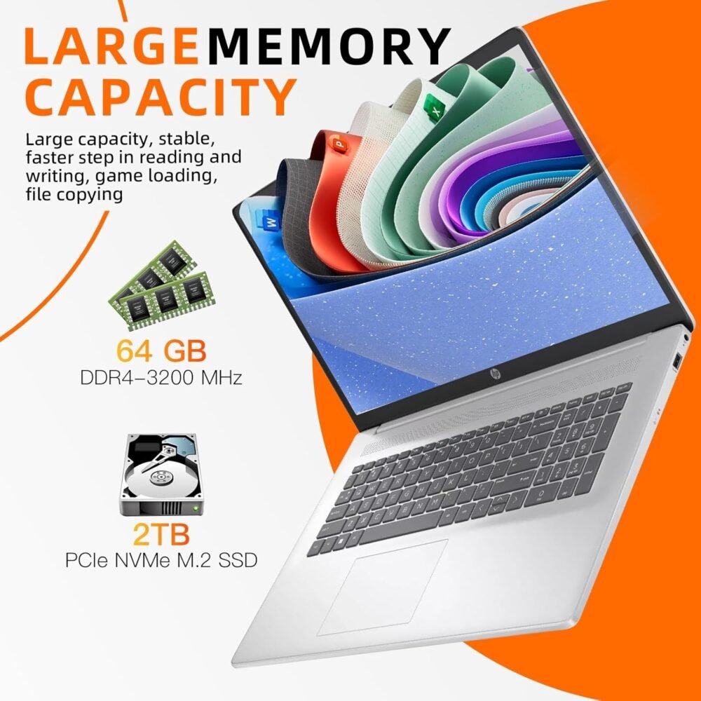 HP 2025 17 inch Laptop Business, 17.3" IPS FHD Display, AMD Ryzen 5 (Beats i7-1165G7), Ms Office 2024, Win 11 Pro, AI Copilot, w/Accessory, Numeric Keypad, WiFi 6 (64GB RAM +2TB SSD) - Image 6