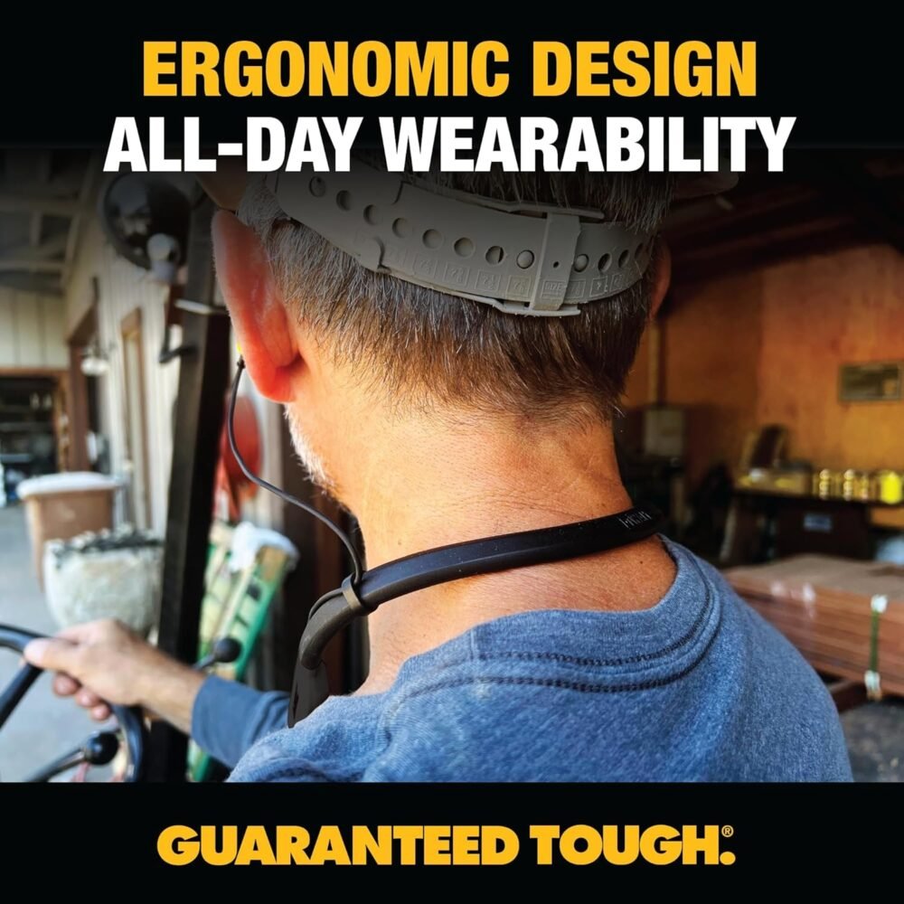 DEWALT 2-in-1 Neckband Bluetooth Headphones w/Built-in Speakers, Jobsite Wearable Speaker & Around Neck Headphones, Wireless Bluetooth Headset, 60+ Hrs, Hands-Free Music & Calls (Black) - Image 5