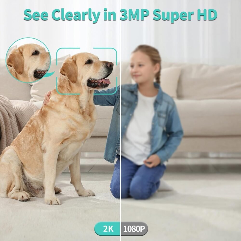 Alaga WiFi Indoor Security Camera, Baby Monitor, AI Motion Detection, 2 Way Audio, Night Vision, Cloud and SD Card Storage, Compatible with Alexa and Google Assistant, with 32G TF Card - Image 4