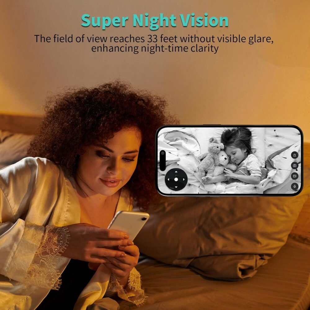 Alaga WiFi Indoor Security Camera, Baby Monitor, AI Motion Detection, 2 Way Audio, Night Vision, Cloud and SD Card Storage, Compatible with Alexa and Google Assistant, with 32G TF Card - Image 5