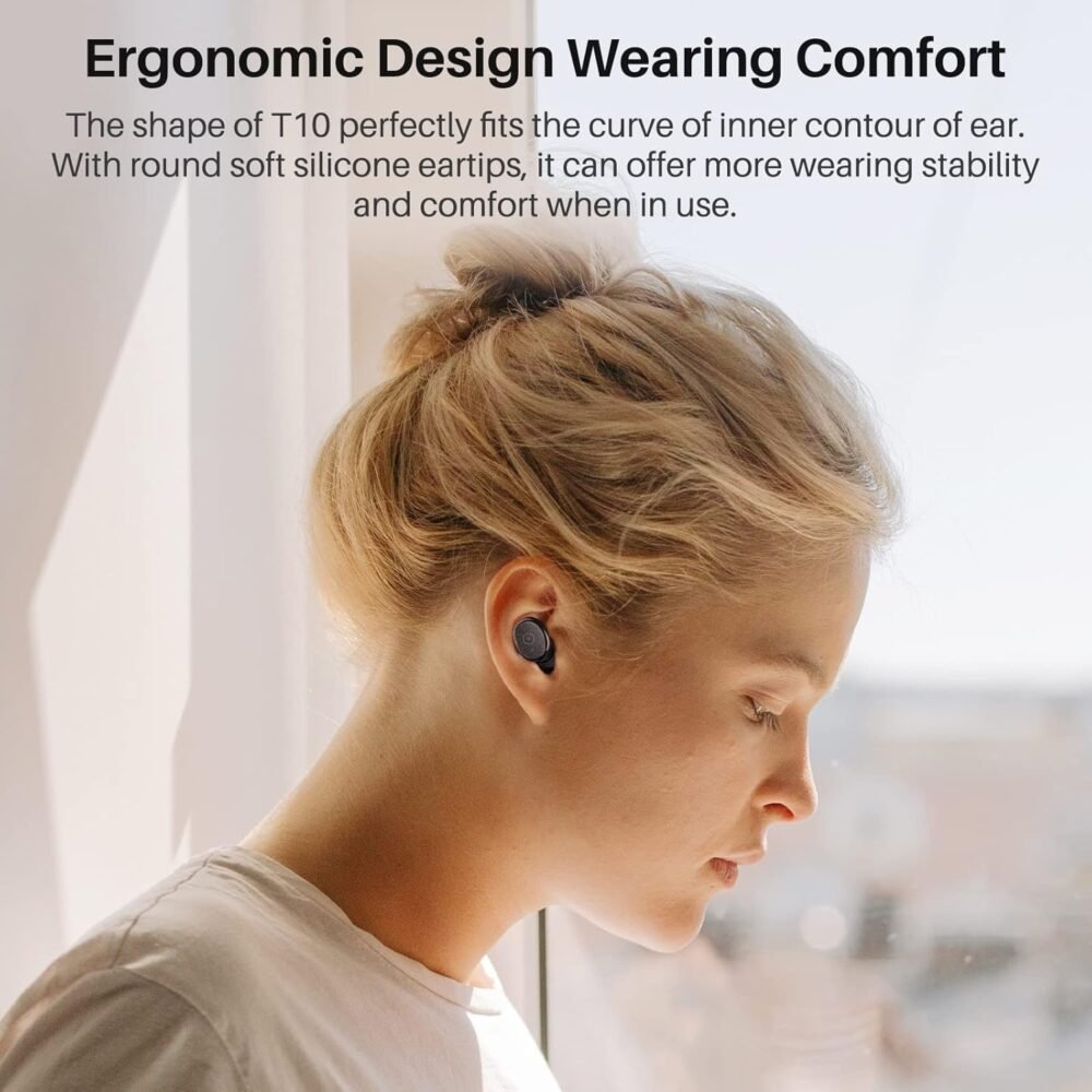 TOZO T10 True Wireless Bluetooth 5.3 Earbuds, 45H Playtime, Wireless Charging Case, IPX8 Waterproof Stereo Headphones in Ear Built in Mic Headset Premium Sound with Deep Bass, 32 Preset EQs via APP - Image 3