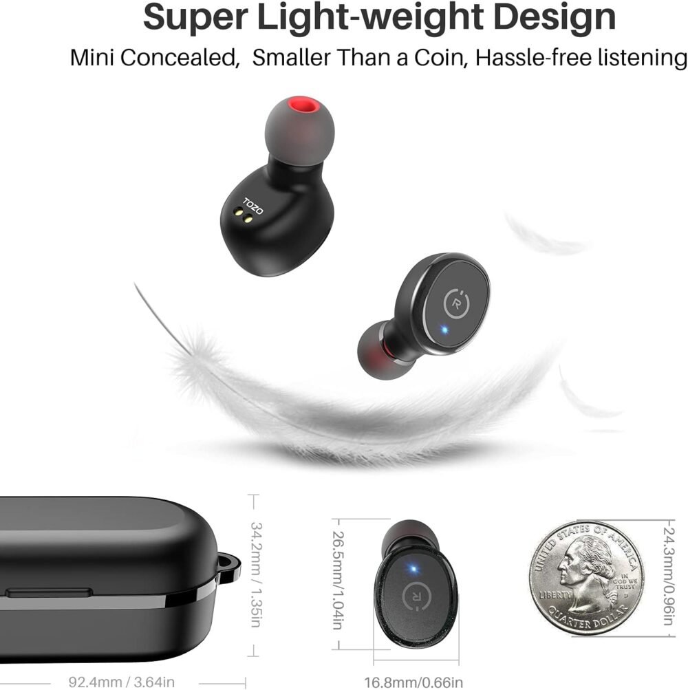 TOZO T10 True Wireless Bluetooth 5.3 Earbuds, 45H Playtime, Wireless Charging Case, IPX8 Waterproof Stereo Headphones in Ear Built in Mic Headset Premium Sound with Deep Bass, 32 Preset EQs via APP - Image 10