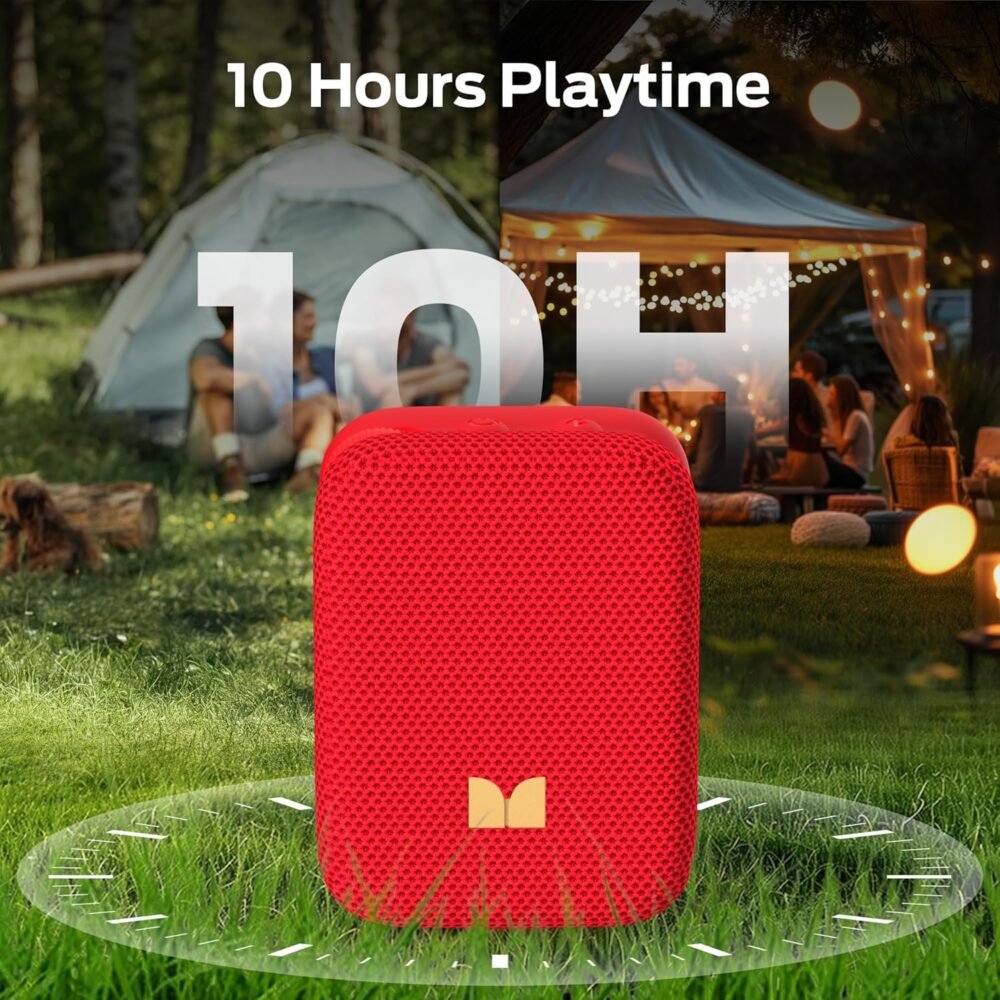 Monster Atomic Atom Wearable Bluetooth Speaker with Mics for Hands-Free Calls, IPX5 Waterproof, Compact and Portable Speaker for Workout, Cycling, Red - Image 8