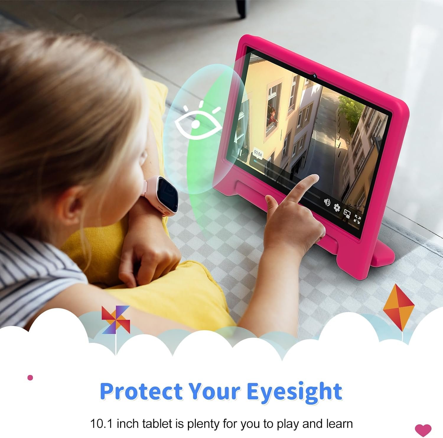 Kids Tablet, 10 inch Tablet for Kids with EVA Shockproof Case, 2+32GB(SD Expandable up to 512GB), Pre-Installed Google Kids Space, Parental Control, YouTube Kids, Gift for Child - Pink - Image 5