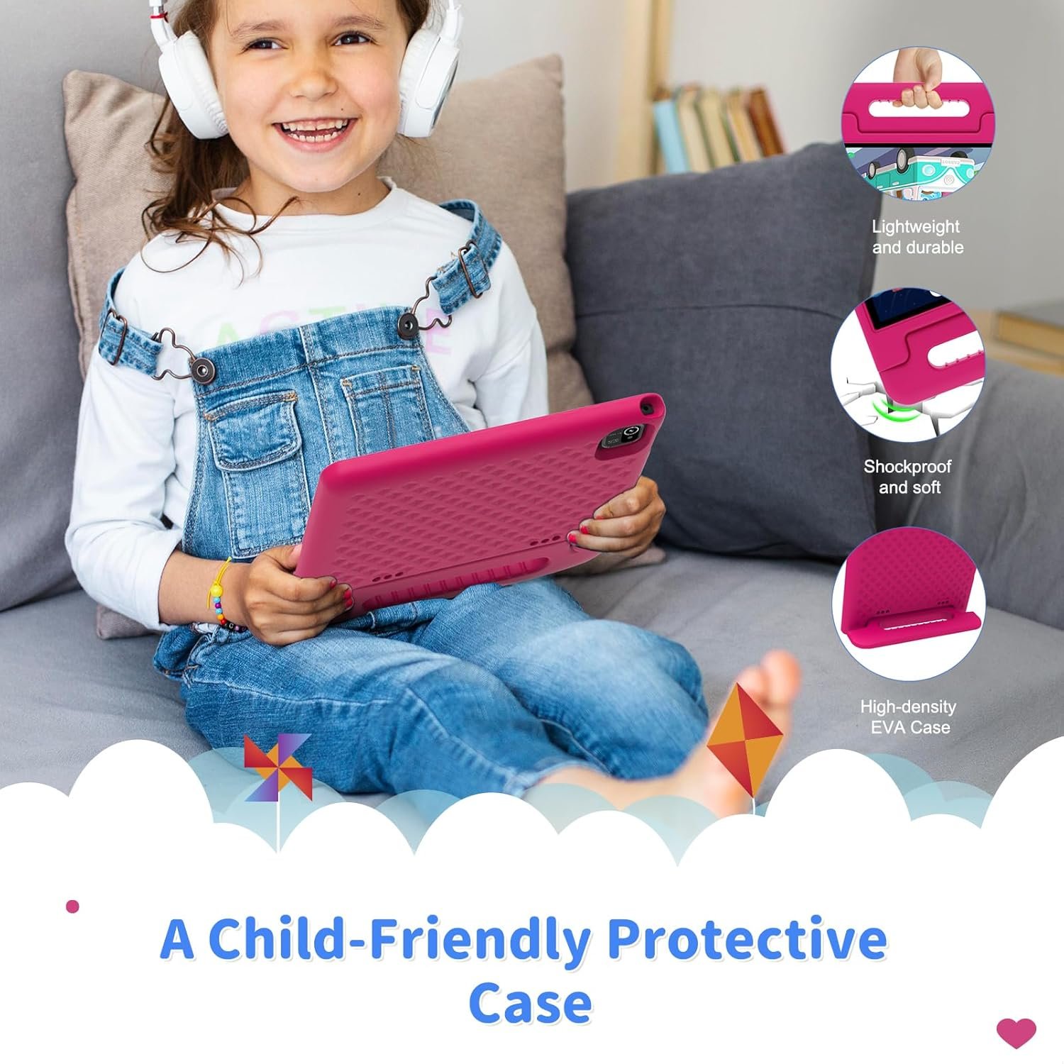 Kids Tablet, 10 inch Tablet for Kids with EVA Shockproof Case, 2+32GB(SD Expandable up to 512GB), Pre-Installed Google Kids Space, Parental Control, YouTube Kids, Gift for Child - Pink - Image 6