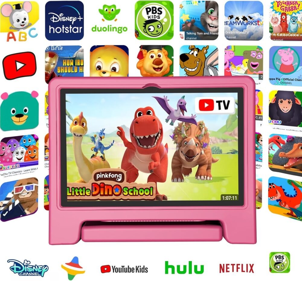 Tablet for Kids Age 3-12 10.1 inch Android 14 6000mAh 8GB RAM+64GB ROM(Expandable to 1TB Kids Tablet WiFi6 Google Kids Space Parental Control 1280 * 800 HD Screen (Pink) - Image 7