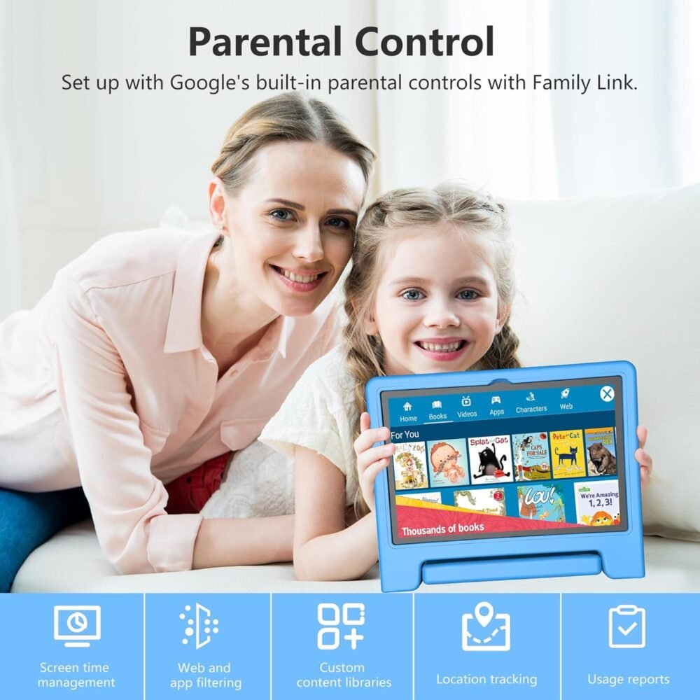 Kids Tablet 10 Inch, Tablet for Kids Android 13, 4GB+64GB, 8-Core CPU, WiFi 6, 12H Battery Life, Parental Control, 1280 * 800 HD Display, Dual Cameras, Shockproof Case, Pre-Installed Educational Apps - Image 3