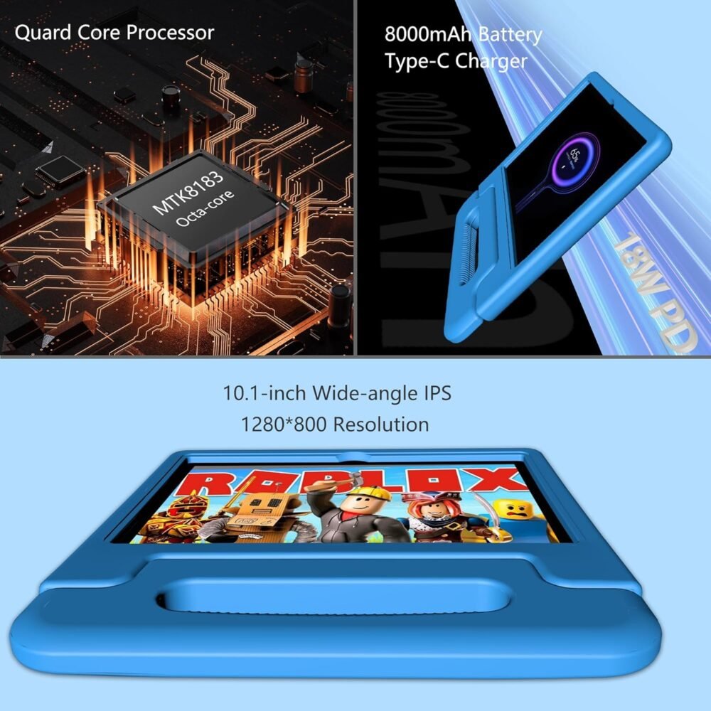 Kids Tablet 10 Inch, Tablet for Kids Android 13, 4GB+64GB, 8-Core CPU, WiFi 6, 12H Battery Life, Parental Control, 1280 * 800 HD Display, Dual Cameras, Shockproof Case, Pre-Installed Educational Apps - Image 7