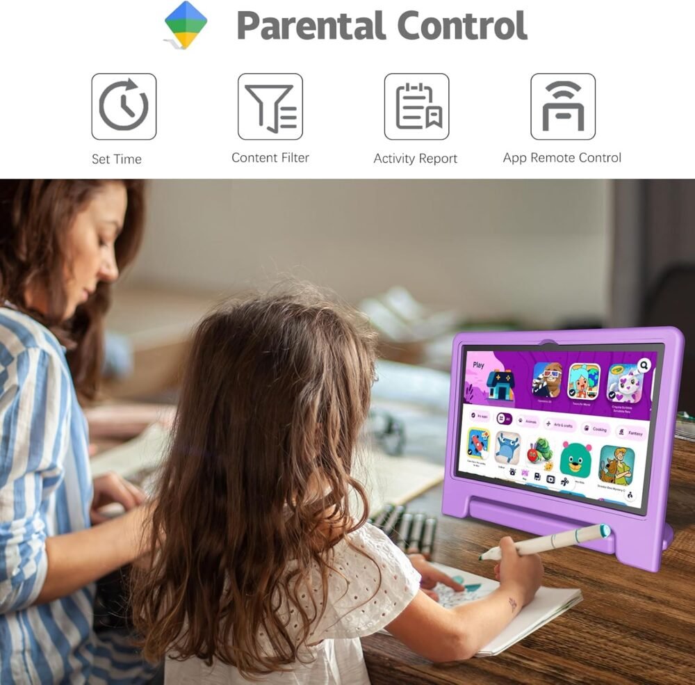 Kids Tablet, 10.1 Inch Tablet for Kids Android 14, 64GB Octa-Core, WiFi, Big Battery, Google Kids Space, Parental Control 1280 * 800 HD Display Children Tablets Purple - Image 5