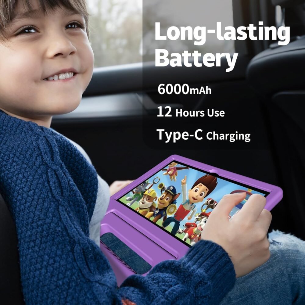 Kids Tablet, 10.1 Inch Tablet for Kids Android 14, 64GB Octa-Core, WiFi, Big Battery, Google Kids Space, Parental Control 1280 * 800 HD Display Children Tablets Purple - Image 6