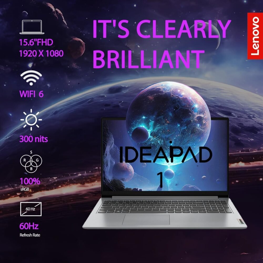 Lenovo Essential Laptop | Ideapad 1i | 20GB RAM | 15.6" FHD Display | 1TB PCIe+128GB eMMc Storage | 1 Yr Office 365 + Lenovo ADP | Intel Dual-Cores Processor | HDMI | Wi-Fi 6 | Win 11 Home | Gray - Image 4